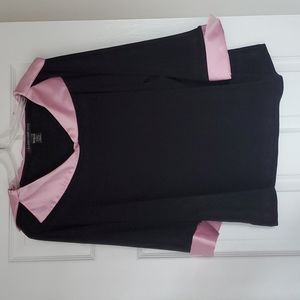 Women's Black top with Pink Collar and sleeves